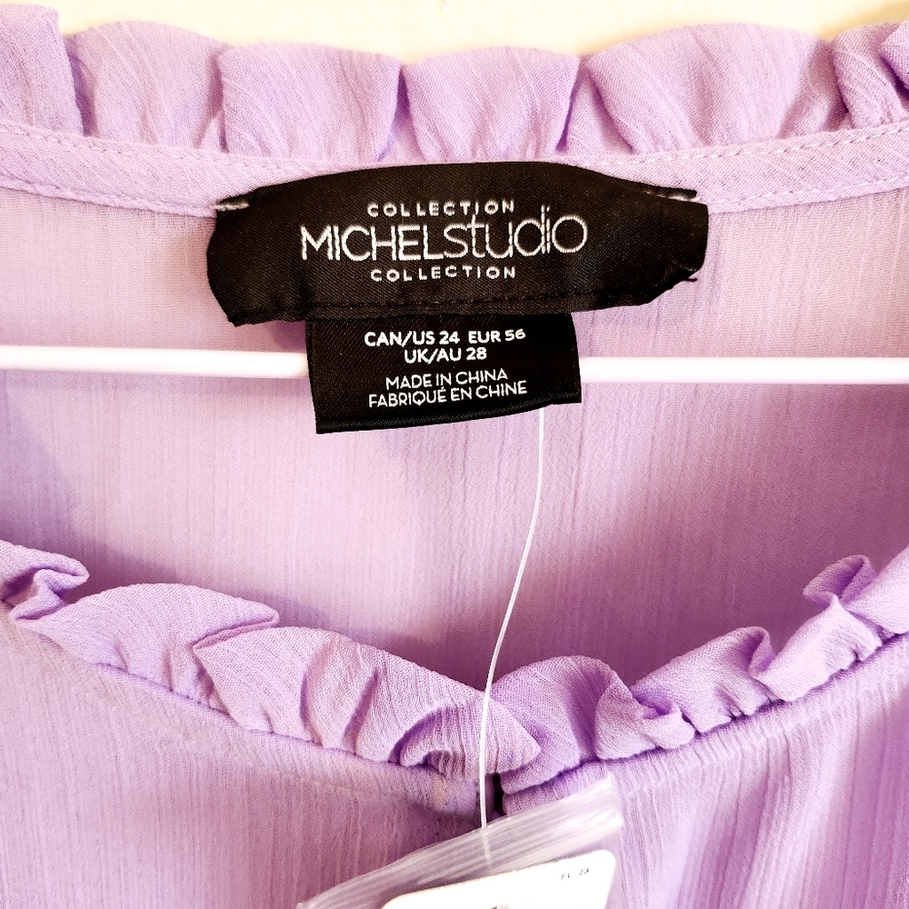 Light Purple Blouse With Flutter Sleeves - Flowy Lightweight Top - Picture 5 of 7